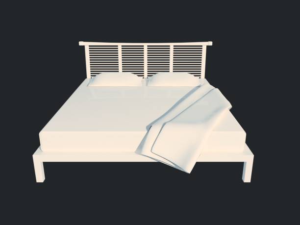 istock 3d rendering of a white bed isolated on a black dark background 952026120