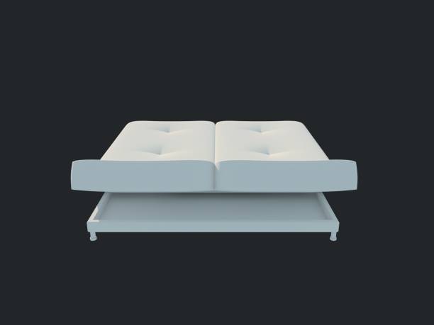 istock 3d rendering of a white bed isolated on a black dark background 952026140