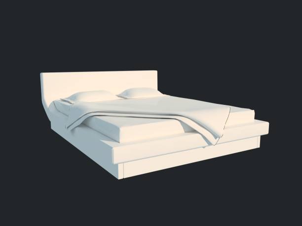istock 3d rendering of a white bed isolated on a black dark background 952026292
