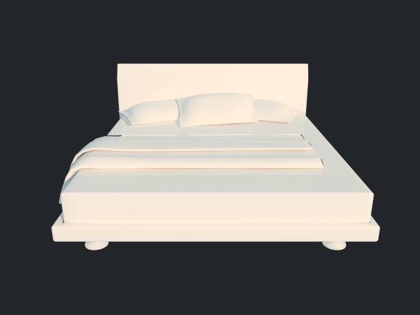 istock 3d rendering of a white bed isolated on a black dark background 952026384