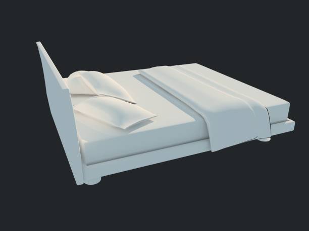 istock 3d rendering of a white bed isolated on a black dark background 952026510