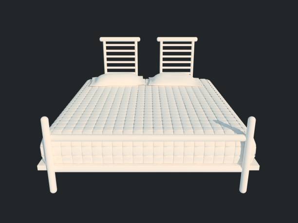 istock 3d rendering of a white bed isolated on a black dark background 952026606
