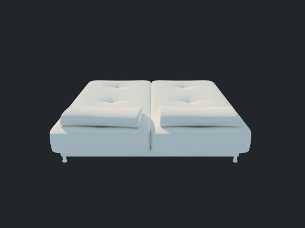 istock 3d rendering of a white bed isolated on a black dark background 952026630