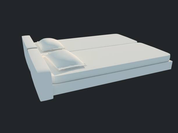 istock 3d rendering of a white bed isolated on a black dark background 952026632