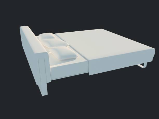 istock 3d rendering of a white bed isolated on a black dark background 952026668