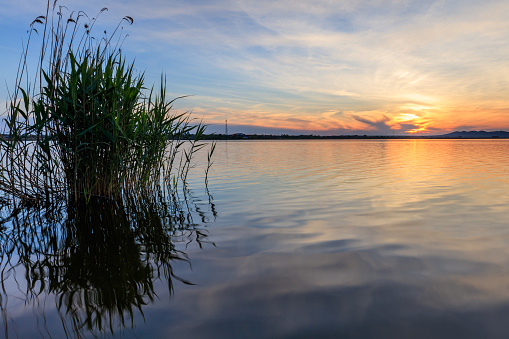 beautiful sunset in the Danube Delta, Romania