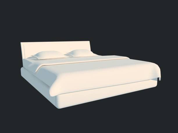 istock 3d rendering of a white bed isolated on a black dark background 952027546