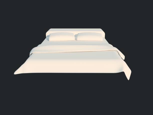 istock 3d rendering of a white bed isolated on a black dark background 952027650
