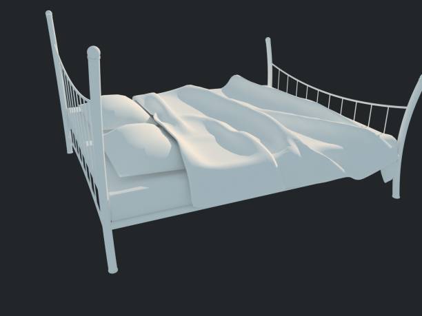 istock 3d rendering of a white bed isolated on a black dark background 952027854