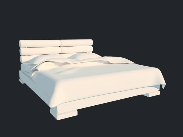 istock 3d rendering of a white bed isolated on a black dark background 952028020