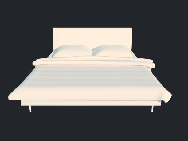 istock 3d rendering of a white bed isolated on a black dark background 952028058