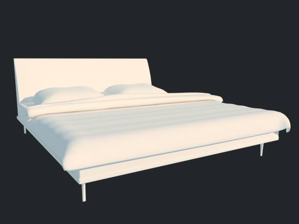istock 3d rendering of a white bed isolated on a black dark background 952028464