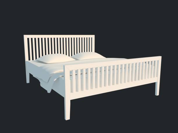 istock 3d rendering of a white bed isolated on a black dark background 952028492