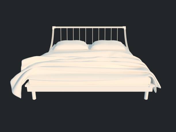 istock 3d rendering of a white bed isolated on a black dark background 952028602