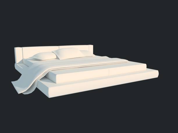 istock 3d rendering of a white bed isolated on a black dark background 952028972