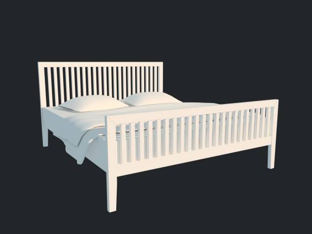 istock 3d rendering of a white bed isolated on a black dark background 952029050
