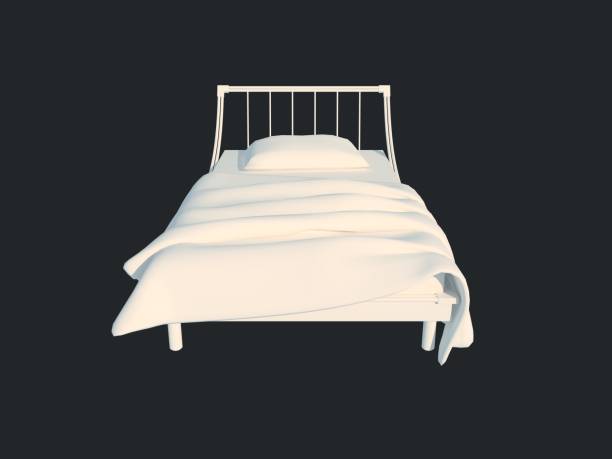 istock 3d rendering of a white bed isolated on a black dark background 952034396