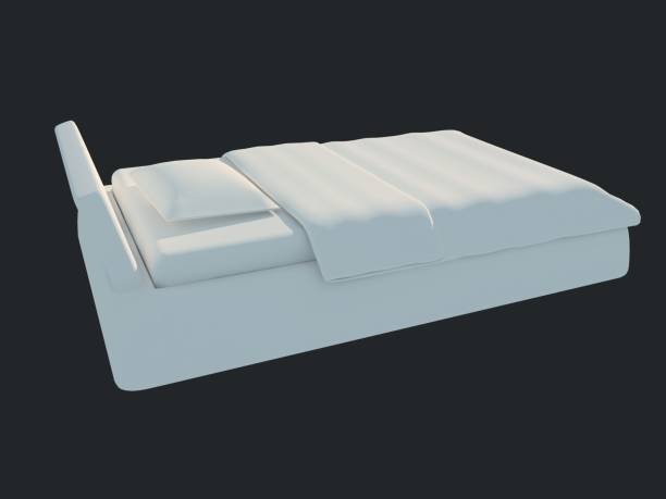 istock 3d rendering of a white bed isolated on a black dark background 952034562