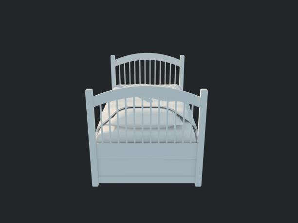 istock 3d rendering of a white bed isolated on a black dark background 952034666