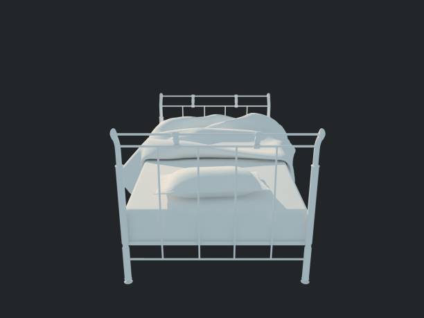 istock 3d rendering of a white bed isolated on a black dark background 952034716