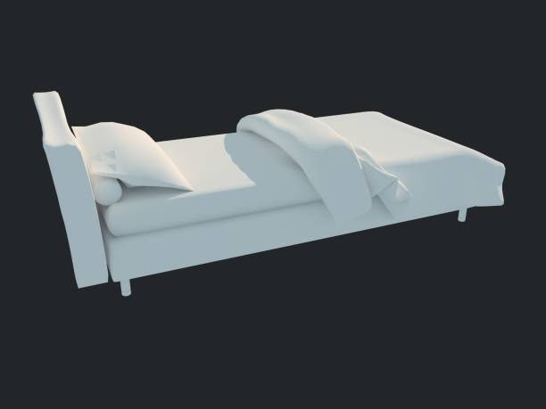 istock 3d rendering of a white bed isolated on a black dark background 952034740
