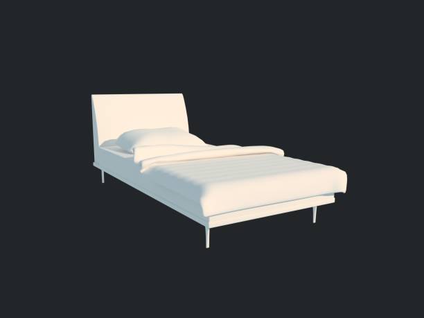 istock 3d rendering of a white bed isolated on a black dark background 952034760
