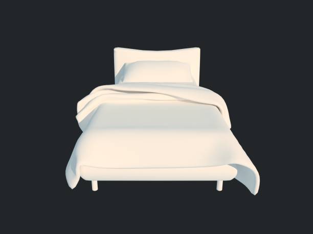 istock 3d rendering of a white bed isolated on a black dark background 952034792