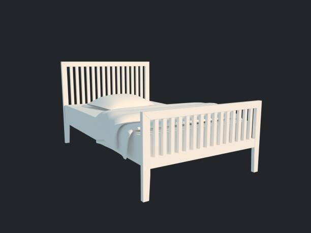 istock 3d rendering of a white bed isolated on a black dark background 952035192