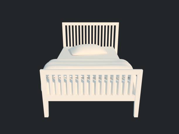 istock 3d rendering of a white bed isolated on a black dark background 952035316