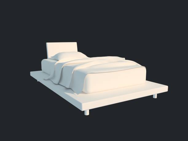 istock 3d rendering of a white bed isolated on a black dark background 952035472