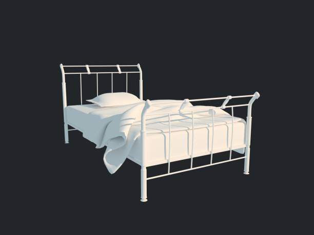 istock 3d rendering of a white bed isolated on a black dark background 952035536