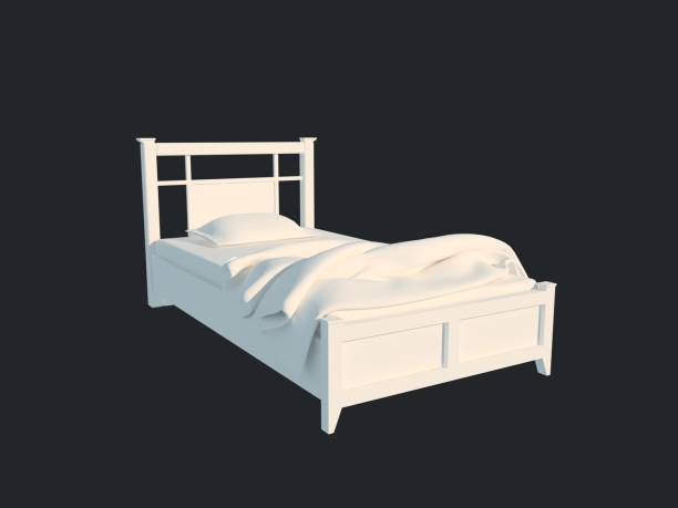 istock 3d rendering of a white bed isolated on a black dark background 952035570