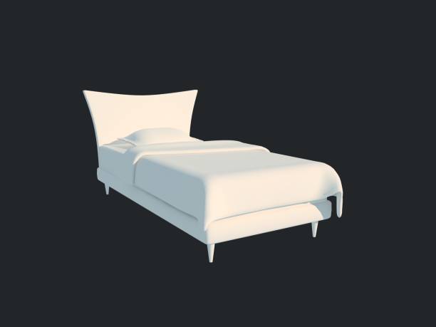 istock 3d rendering of a white bed isolated on a black dark background 952035792