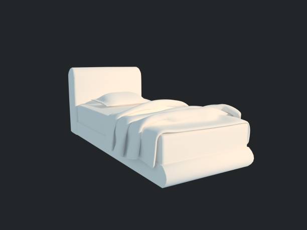 istock 3d rendering of a white bed isolated on a black dark background 952036410