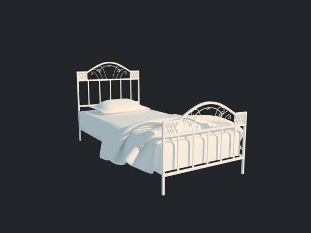 istock 3d rendering of a white bed isolated on a black dark background 952036456