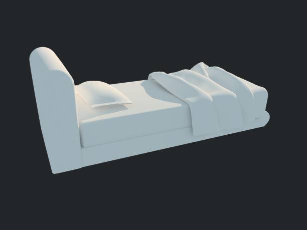 istock 3d rendering of a white bed isolated on a black dark background 952036792