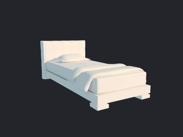 istock 3d rendering of a white bed isolated on a black dark background 952036836