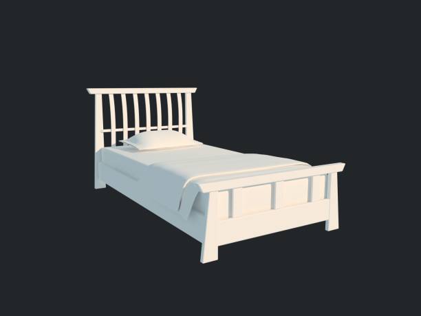 istock 3d rendering of a white bed isolated on a black dark background 952036908