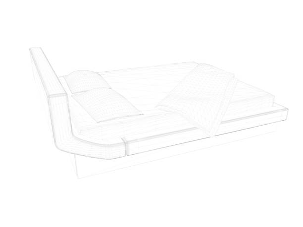 istock 3d rendering of a lined bed on a white background 952038618