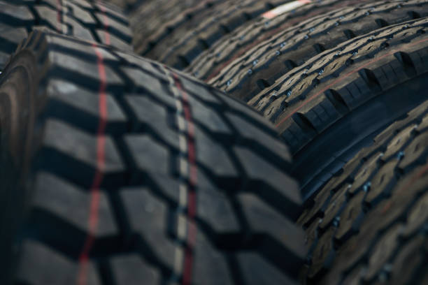 istock Car tires texrture background, close-up 952039834