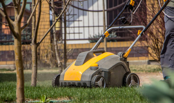 istock Gardener Operating Soil Aeration Machine on Grass Lawn 952040456