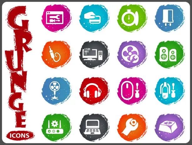 Vector illustration of Electronic repair icons set