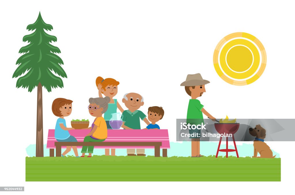 Picnic Time Cute illustration of a family having a picnic. Eps10 Picnic Table stock vector