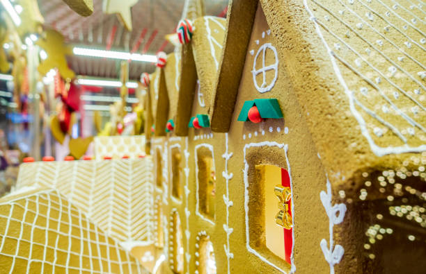 Gingerbread house in Christmas decoration on display