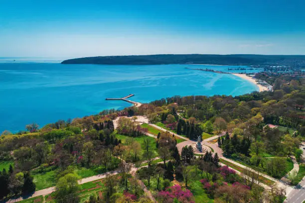 Photo of Varna spring time, beautiful aerial view above sea garden