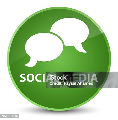 istock Social media (chat bubble icon) elegant soft green round button 952052136