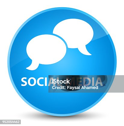 istock Social media (chat bubble icon) elegant cyan blue round button 952054462