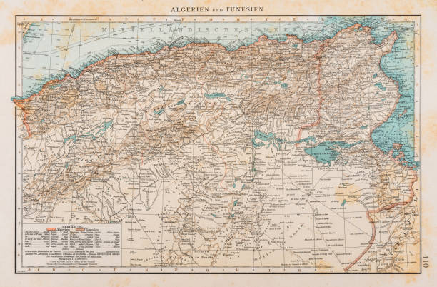 突尼斯和阿爾及利亞的地圖1896 - 阿爾基爾 幅插畫檔、美工圖案、卡通及圖標