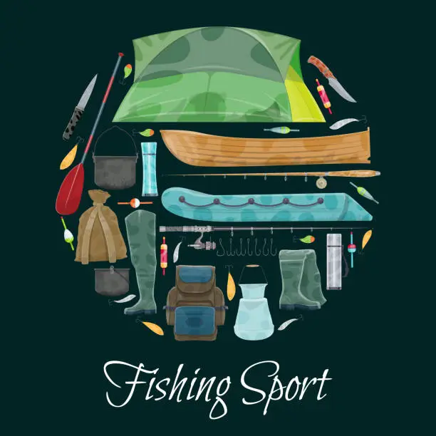 Vector illustration of Vector fisherman sport fishing club poster