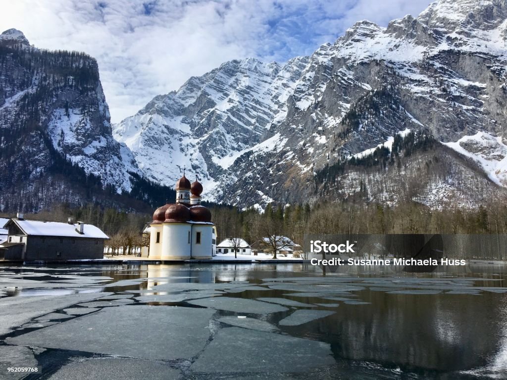 Bartholomae Kirche am Watzmann Koenigsee - Lizenzfrei Alpen Stock-Foto